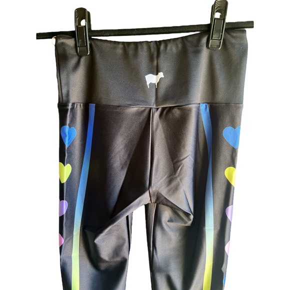 NWT Goldsheep faux leather leggings with Rainbow Hearts size Small - Picture 3 of 6